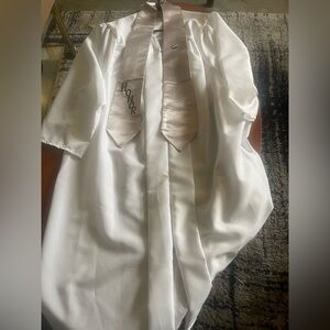 White Graduation Gown with Honor Stole